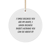 Funny Aunty Gifts from Family, Gifts for Aunty, Christmas Unique Circle Ornament with Inspirational Quote - Image 1